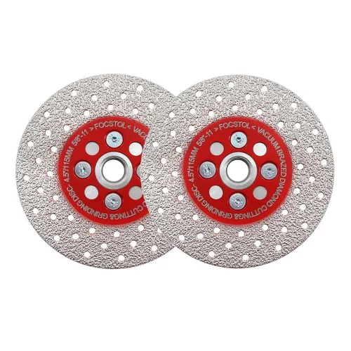 Miniatura 11 de FOCSTOL Disco de molienda de corte de diamante, hoja de diamante soldada al vacío de doble cara de 4.5 pulgadas (4.528 in) para granito, mármol
