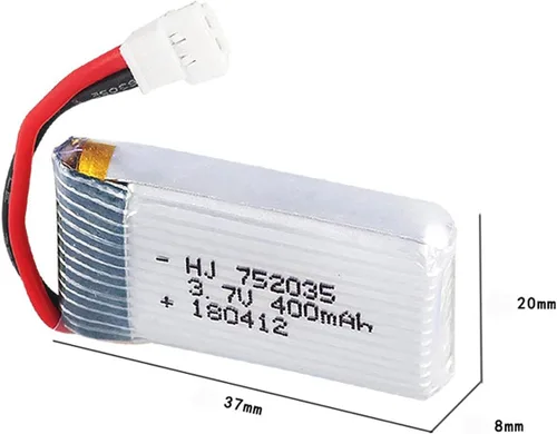 Miniatura 4 de 2 unids 3.7 V 400 mAh 20C 752035 batería recargable Lipo con cargador USB para Hubsan X4 H107 JXD 385 MJX F47 F48 DFD F180 Quadcopter RC Drone