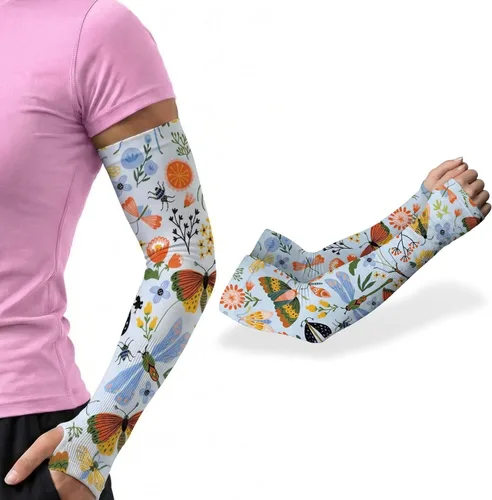 Miniatura 19 de ARMORAY Mangas de brazo para hombres y mujeres, protección solar UV, cubierta de tatuajes, manga deportiva para golf, correr, fútbol verde celestial