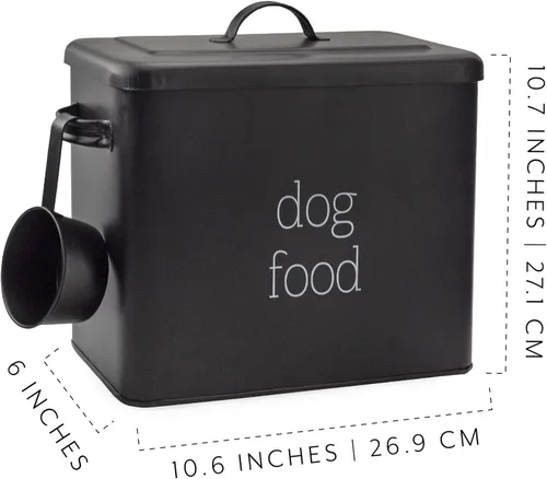 Miniatura 6 de AuldHome Design - Contenedor retro para comida de perro (negro); contenedor de almacenamiento moderno de estilo granja para comida de mascotas