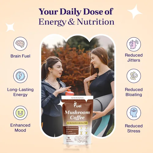 Miniatura 4 de Fuel Nutrition Café instantáneo orgánico con colágeno y hongos, café instantáneo orgánico bajo en cafeína, 15 porciones