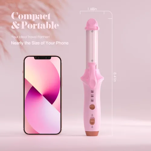Miniatura 2 de Bestauty Rizador inalámbrico pequeño de 1 pulgada, mini plancha de doble propósito, alisador de pelo y rizador 2 en 1, rizador de pelo inalámbrico