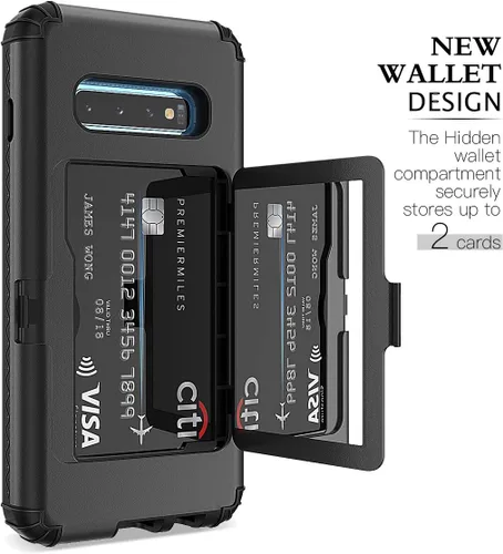 Miniatura 3 de WeLoveCase Funda tipo cartera para Galaxy S10 Defender con espejo oculto, tres capas a prueba de golpes, protección resistente, funda protectora