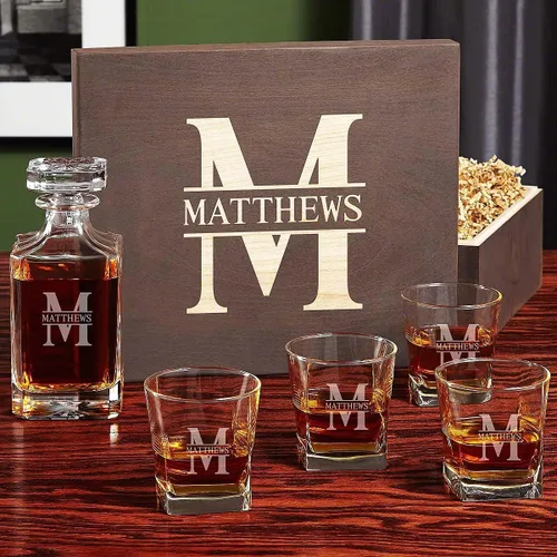 Miniatura 14 de Juego de decantador de whisky personalizado y vasos de whisky en caja hecha a mano