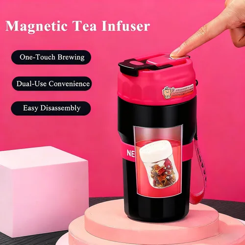 Miniatura 3 de Toycol Vaso térmico con aislamiento térmico, taza de viaje magnética 2 en 1 de acero inoxidable para té y café, botella de agua a prueba de fugas