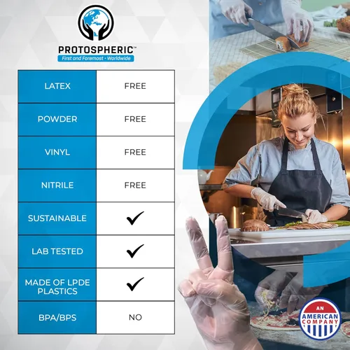 Miniatura 7 de Protospheric Guantes desechables para preparación de alimentos, guantes súper polivinílicos seguros para alimentos, perfectos para cocinar y servir