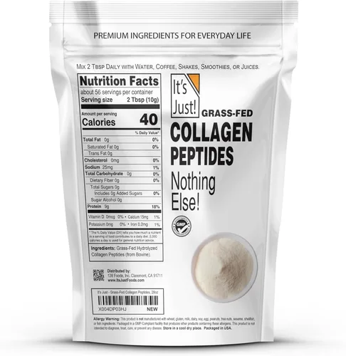 Miniatura 2 de It's Just! - Péptidos de colágeno (1.25 libras) Polvo de proteína de ganado alimentado con pasto, sin sabor, metales pesados probados por