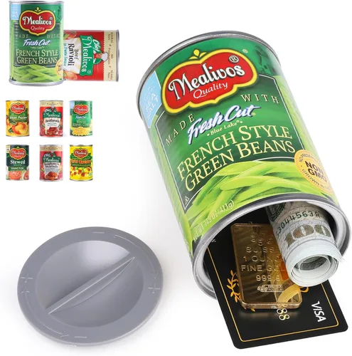 Caja de seguridad falsa con forma de lata, perfecta para ocultar almacenamiento, llave, efectivo, joyas, tarjeta (1- Estilo francés de judías verdes)