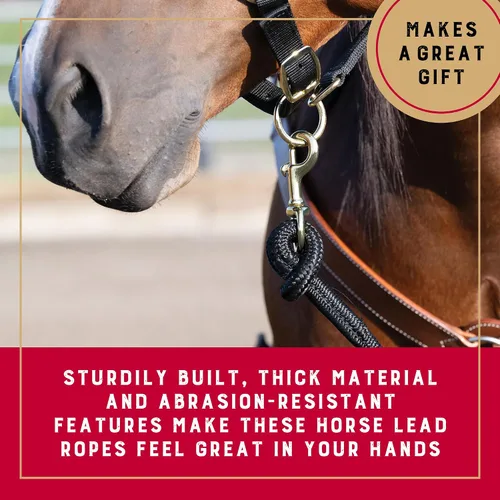 Miniatura 4 de Cuerda de Guía Weaver Equine Performance, Cuerda de Guía Larga para Caballo con Enganche Rápido para Cabestro, Agarre Suave y Cómodo, Equipo de Negro