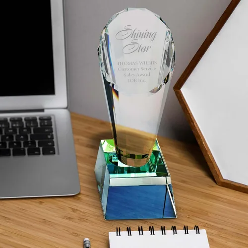 Miniatura 6 de Baudville Engraved Crystal Spotlight Trophy - Clear Award - Comes Gift Boxed