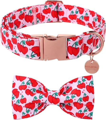 Miniatura 7 de DOGWONG Collar de perro de San Valentín con pajarita, corazón azul, perfecto para perros pequeños, medianos y grandes, patrón de corazón, pajarita