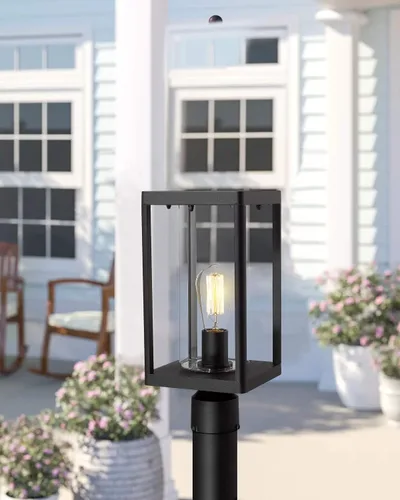 Miniatura 7 de Beionxii Farol de poste para exteriores, luminaria de poste moderna grande de 20 pulgadas, luces de pilar exteriores con base de montaje para pilar