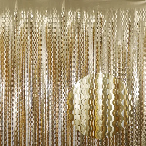 Miniatura 20 de GOER - Cortinas de tiras metálicas/oropel para fiestas, telón de fondo para fotos, Halloween, cumpleaños, decoración de bodas, de 3.2 x 9.8 pies