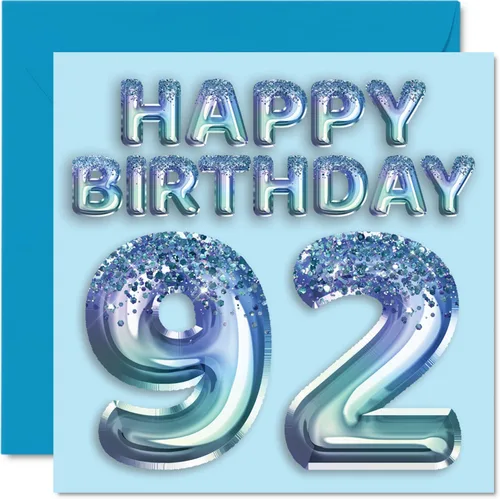 Miniatura 207 de Stuff4 Tarjeta de primer cumpleaños para niños, globo de fiesta con purpurina azul, tarjetas de feliz cumpleaños para niño de 1 año, nieto, hijo, 57
