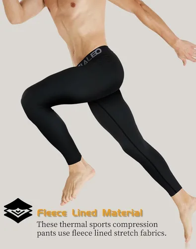Miniatura 4 de Paquete de 5 o 4 pantalones de compresión térmica para hombre, con forro polar, mallas deportivas para clima frío, ropa de invierno
