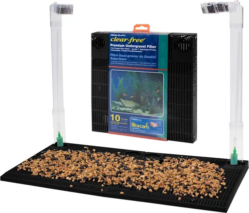 Miniatura 5 de Penn-Plax Filtro de acuario bajo grava para 20 (largo) - 29 galones – Dos placas de 14” x 11.1” – Sistema bajo grava para agua clara y limpia