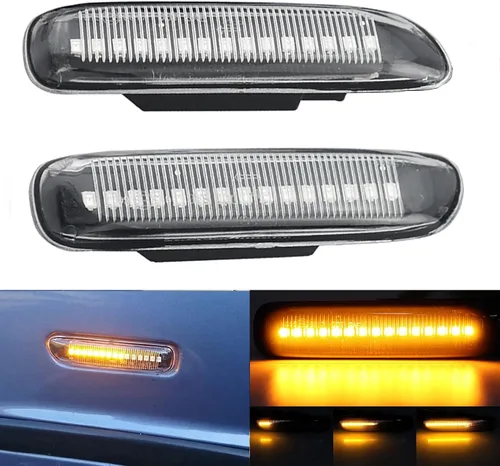 Miniatura 3 de Luces intermitentes LED secuenciales de lente transparente para guardabarros delanteros, intermitentes, compatible con BMW Serie 3 E46 Sedán/Wagon