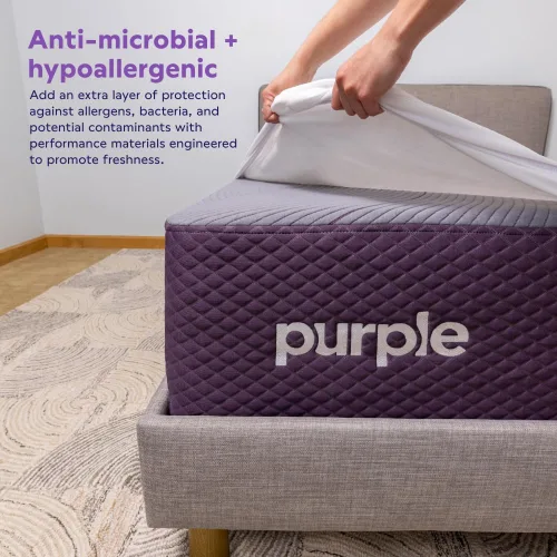 Miniatura 5 de Protector de colchón impermeable Purple – Individual, protección de estándar dorado, diseño centrado en la comodidad, se adapta a colchones de 8" a