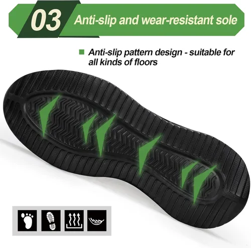 Miniatura 4 de LAoutun Zapatos con punta de acero para hombre, zapatos de trabajo, zapatos de seguridad, cómodos, ligeros, a prueba de pinchazos, zapatos