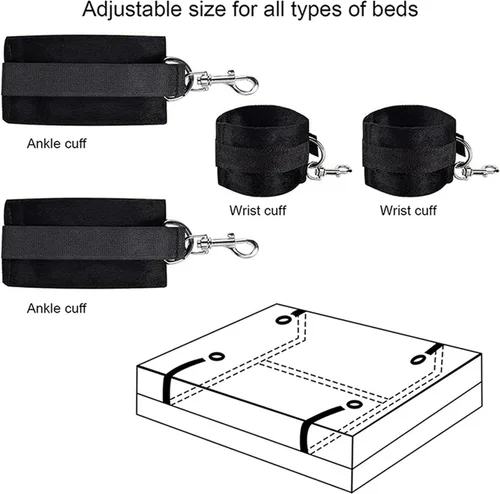 Miniatura 9 de Lazos sexuales para parejas, cuerdas de sujeción y cordones para muñecas y tobillos, correas de cama Queen para amarrar sexo para adultos, colchón