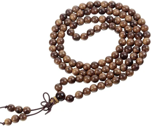Miniatura 12 de TUMBEELLUWA Pulsera de 0.236 in con 108 cuentas de madera de oración de Mala para unisex, budista tibetano, meditación, rosario, estilo envolvente