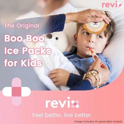 Miniatura 3 de REVIX Paquetes de hielo para niños - Bolsas de gel frías reutilizables para niños pequeños y bebés, cubiertas de tela suaves con 4 lindos diseños
