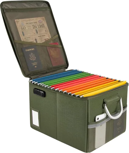 Miniatura 15 de TOMKID Archivador ignífugo con cerradura, organizador de documentos ignífugo, caja de archivos plegable, archivador con asa para certificaciones