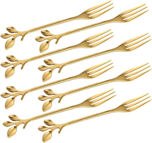Miniatura 14 de Juego de 6 tenedores de frutas de acero inoxidable de 4.7 pulgadas, mini tenedores de ensalada, aperitivos, postres, aperitivos, tenedores pequeños