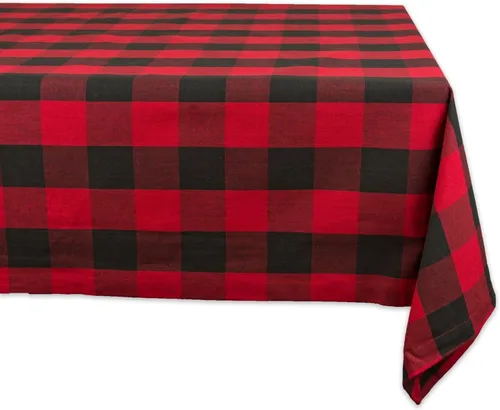 Colección DII Buffalo Check, mantel clásico de granja, 60 x 120, rojo y negro