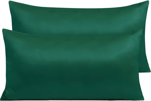 Miniatura 15 de NTBAY - Fundas de almohada de satén con cremallera, súper suaves y lujosas fundas de almohada Negro