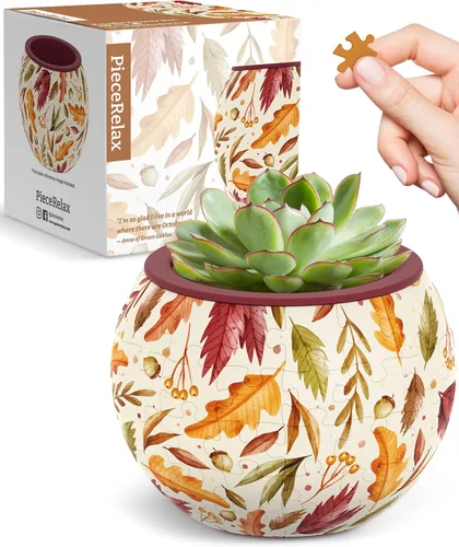 Miniatura 16 de PieceRelax Rompecabezas 3D Maceta 80 Piezas - Abundancia de Otoño, Macetas de Flores de Decoración del Hogar para Cactus de Interior, Macetas
