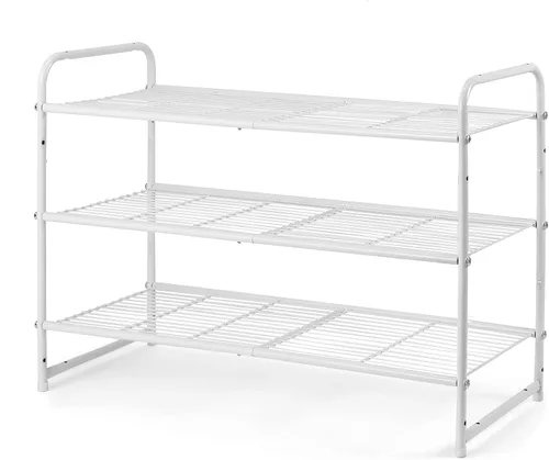 Miniatura 16 de Simple Trending - Zapatero apilable de 2 niveles, organizador de almacenamiento para zapatos de metal, negro