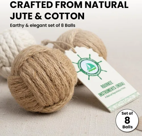 Miniatura 4 de Bolas de cuerda náuticas decorativas – 2 pulgadas – Juego de 8 – Hecho a mano de yute y algodón – para rellenos de cuencos de granja, detalles Yute