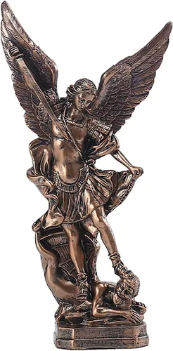 Miniatura 6 de Estatua de San Miguel Arcángel de 31.8 cm de alto, santo arcángel Miguel derrotó al dragón malvado, escultura de ángel de batalla religiosa