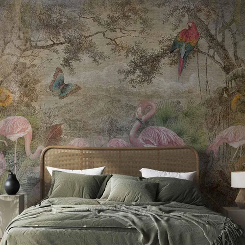 Miniatura 5 de artgeist - Mural retro, 118 x 83 pulgadas, papel tapiz no tejido XXL, decoración de vellón, imagen de impresión fotográfica, flores, animales y #05
