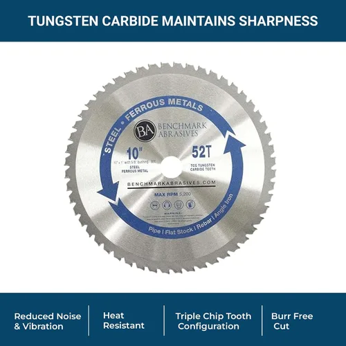Miniatura 7 de Benchmark Abrasives TCT Hoja de sierra circular de 10 pulgadas, hojas de sierra de corte de metal con punta de carburo de tungsteno para cortar