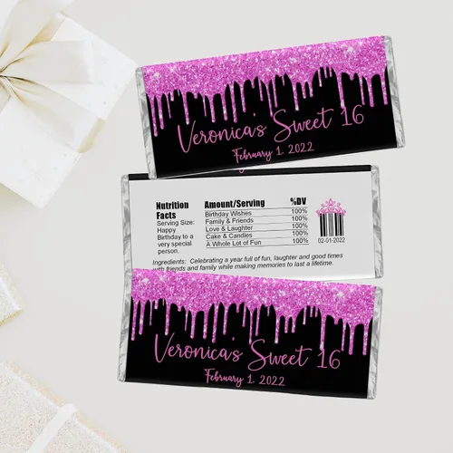 Miniatura 2 de Cathy Wraps Glitter Drip - Envolturas personalizadas para barra de caramelo, recuerdos de fiesta de cumpleaños, etiquetas de barra de chocolate
