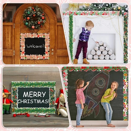 Miniatura 7 de Seajan 6 piezas de 197 pies de Navidad para tablón de anuncios de decoración de bordes, decoración de alce, Papá Noel, muñeco de nieve, pan