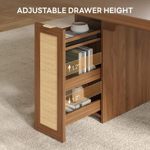 Miniatura 3 de LIKIMIO Mesa de comedor de granja de 78.7 pulgadas para 6-8 personas, parte superior de madera extra gruesa con 2 cajones de almacenamiento Marrón