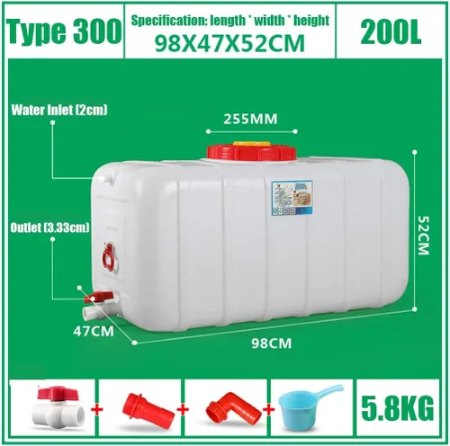 Miniatura 2 de Contenedor de agua 25L/45L/80L/110L/160L/200L Espesamiento de plástico blanco de grado alimenticio Tanque de almacenamiento rectangular Cubo de agua