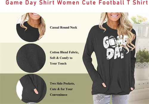Miniatura 3 de Camiseta de fútbol para mujer, bonita camiseta de fútbol americano, camiseta de manga larga