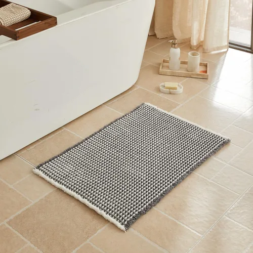 Miniatura 11 de Triohero Tapete de baño con diseño de gofre, tapete de baño pequeño y bohemio, antideslizante, lavable, ultra suave, súper absorbente, de secado