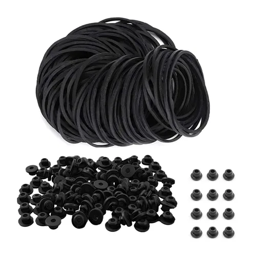400 bandas de goma y pezones de ojales, 200 pezones de ojales y 200 bandas de goma elásticas, ojales elásticos para piezas de máquina