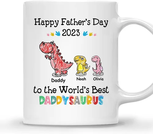 Miniatura 19 de GOSSBY Taza personalizada (1 dinosaurio bebé) ... Like a normal dad but more awesome - Taza personalizada para padres, dinosaurio para papá y bebé