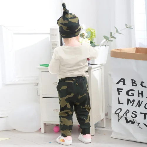 Miniatura 3 de Renotemy Conjunto de ropa para bebé recién nacido, conjunto de ropa con estampado de letras para niño