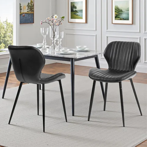 Miniatura 8 de CangLong Juego de 2 sillas de comedor, sillas de comedor de piel sintética con cómodo asiento y respaldo copetudos, modernas sillas Kicthen sin Beige