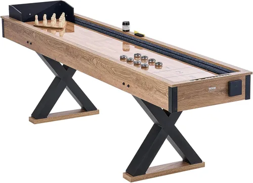 Miniatura 9 de Mesa de tejo VEVOR, mesa de tejo de 9 pies para salas de juegos familiares, juego combinado de tejo y bolos 2 en 1, con superficie de juego