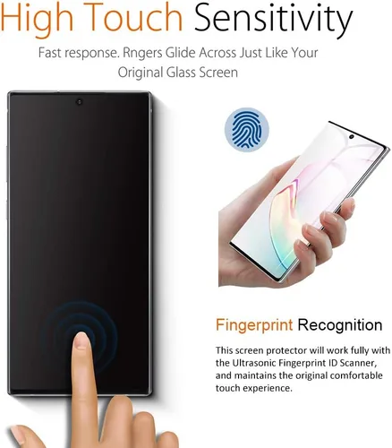 Miniatura 3 de Samsung Galaxy Note 10 Protector de pantalla de vidrio templado para Galaxy Note 10 [Curvo 3D] [Reconocimiento de huellas dactilares] Protector