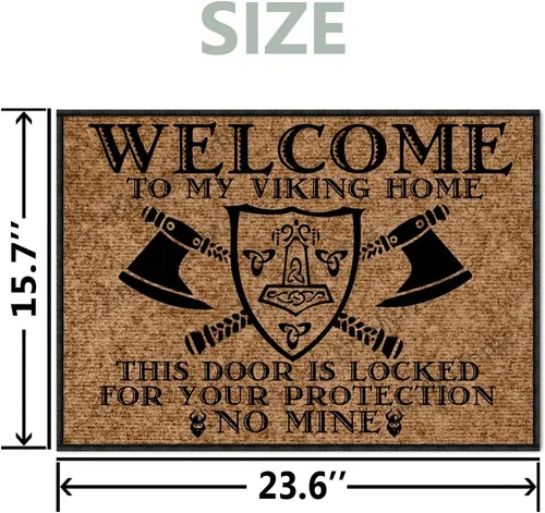 Miniatura 3 de Tapete divertido para puerta delantera, para exteriores, Welcome to My Viking Home, This Door is Locked for Your Protection No Mine Outdoor Funny