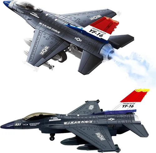 OTONOPI Fighter Jet Toy F-16 Jets de juguete para niños, avión militar del ejército de la fuerza aérea, juguete de caza de metal fundido a presión